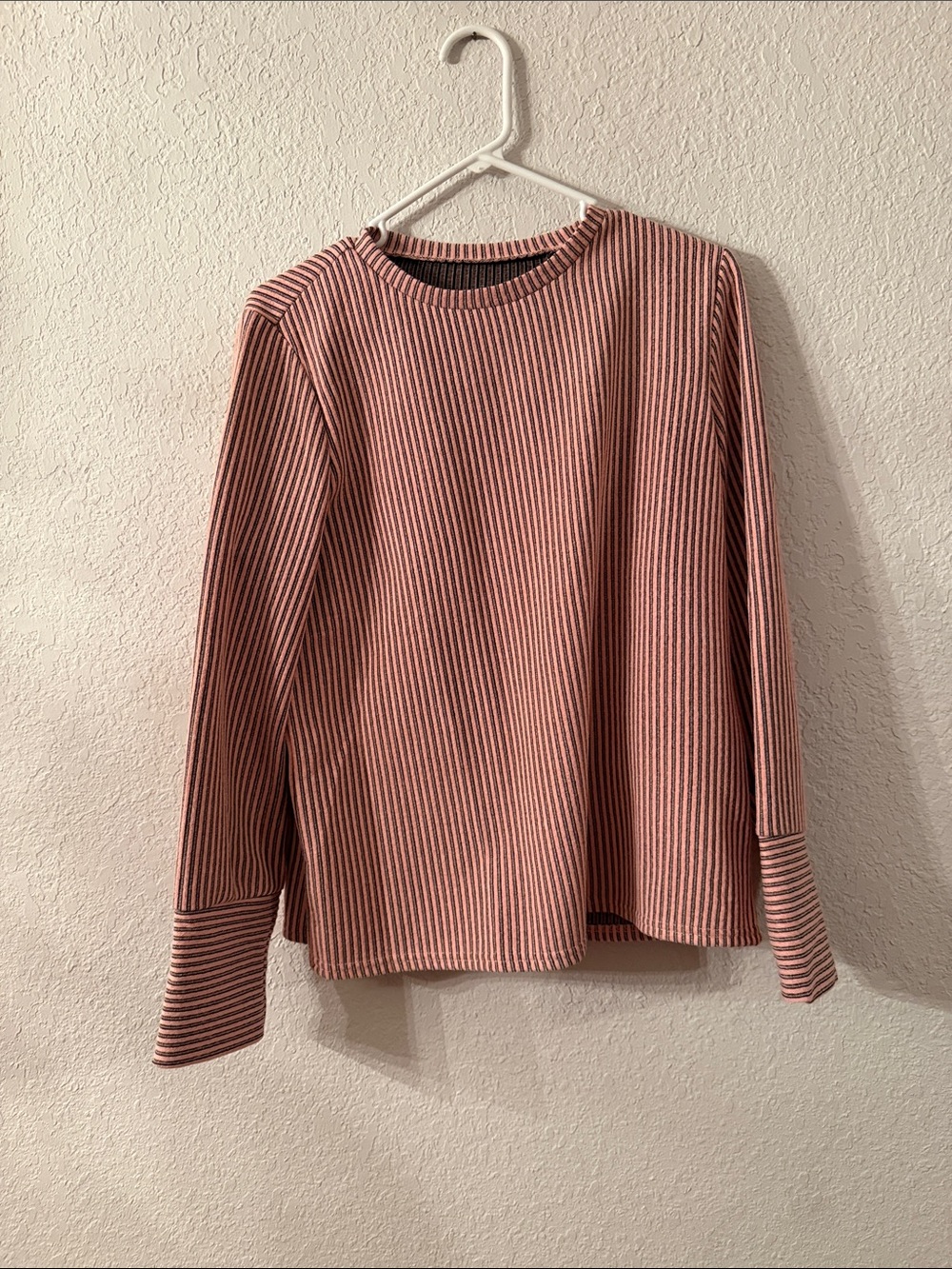 Striped Pink and Cream Crewneck Sweater